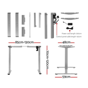 Artiss Electric Standing Desk Motorised Adjustable Sit Stand Desks Grey White