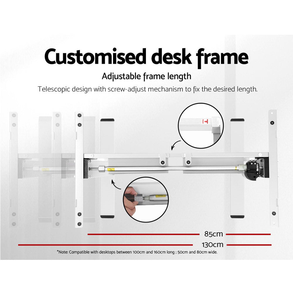 Sit Stand Motorized Height Adjustable Desk Frame | White | Standing Desk