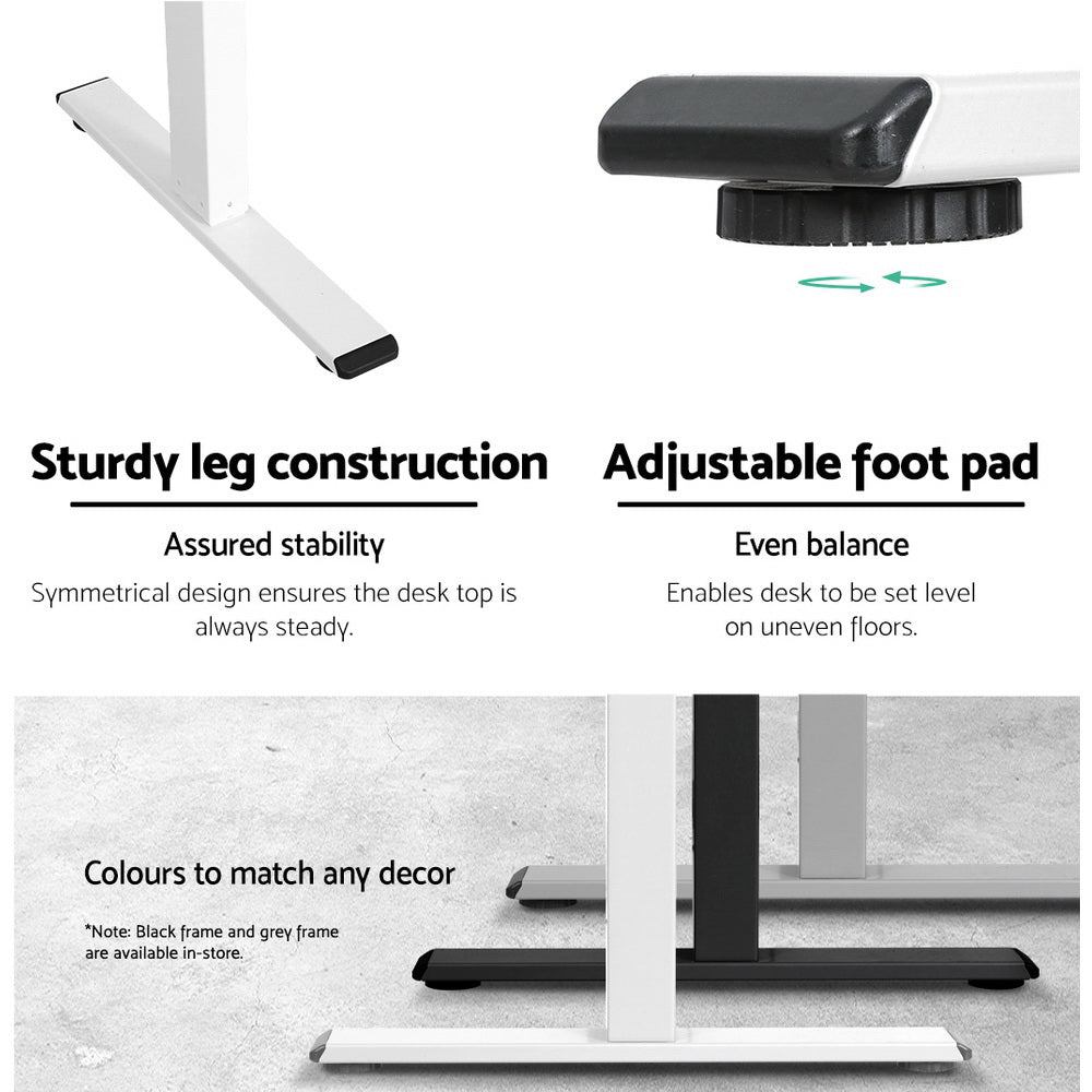Sit Stand Motorized Height Adjustable Desk Frame | White | Standing Desk