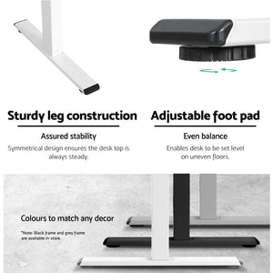 Sit Stand Motorized Height Adjustable Desk Frame | White | Standing Desk