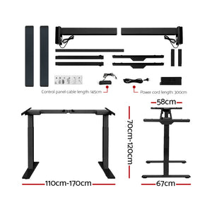 Standing Desk Electric Height Adjustable Sit Stand Desks | Black Oak 140cm