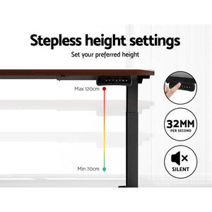 Electric Height Adjustable Sit Stand Desks | Black Walnut