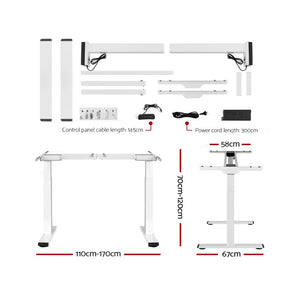 Artiss Standing Desk Sit Stand Motorised Adjustable Frame Only White Dual Motor