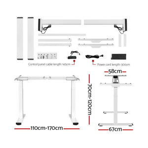 Electric Adjustable Standing Desk | White Black | 140cm