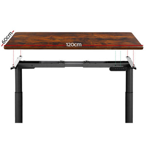 Motorised Adjustable Sit Stand Desk | Electric Standing Desk | Black/Brown