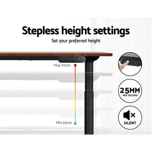 Black/Brown Electric Adjustable Standing Desk - 140cm