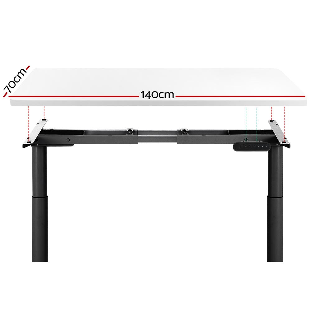 Electric Standing Desk | Adjustable Sit Stand | Black/White | 140cm