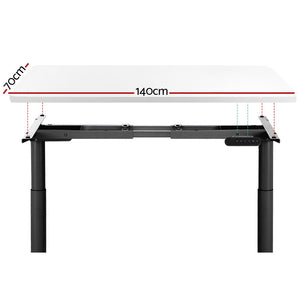 Electric Standing Desk | Adjustable Sit Stand | Black/White | 140cm