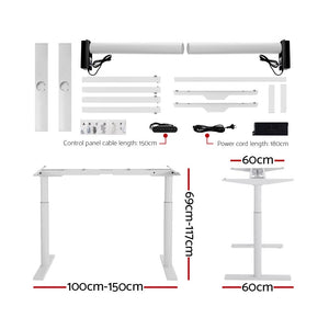 Electric Standing Desk - Height Adjustable - White Black