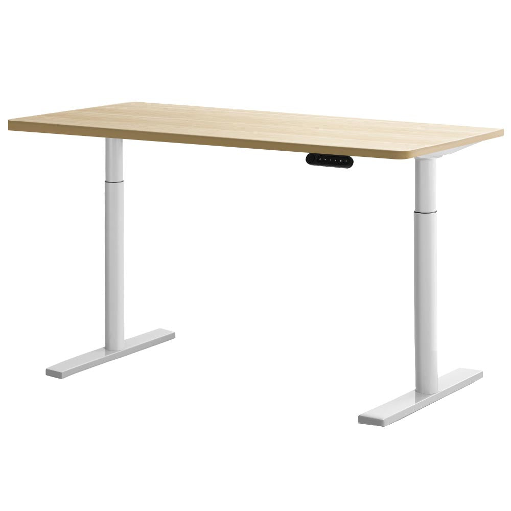 Electric Standing Desk - Height Adjustable Sit Stand - White Oak - 140cm