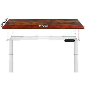 Electric Sit Stand Desk - White Brown | Height Adjustable