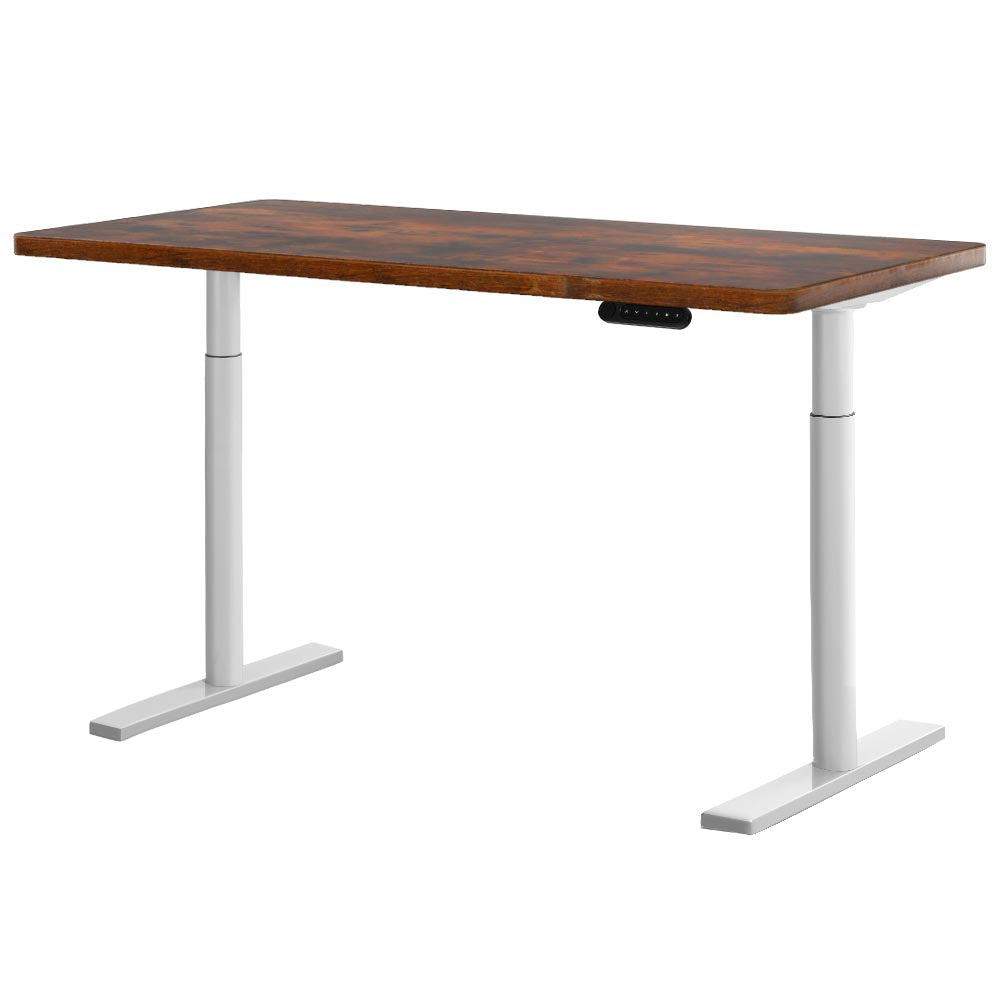 Electric Standing Desk (White/Brown, 140cm)