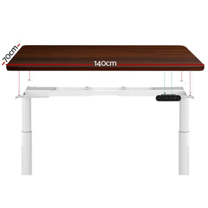 Electric Standing Desk (White/Walnut, 140cm)