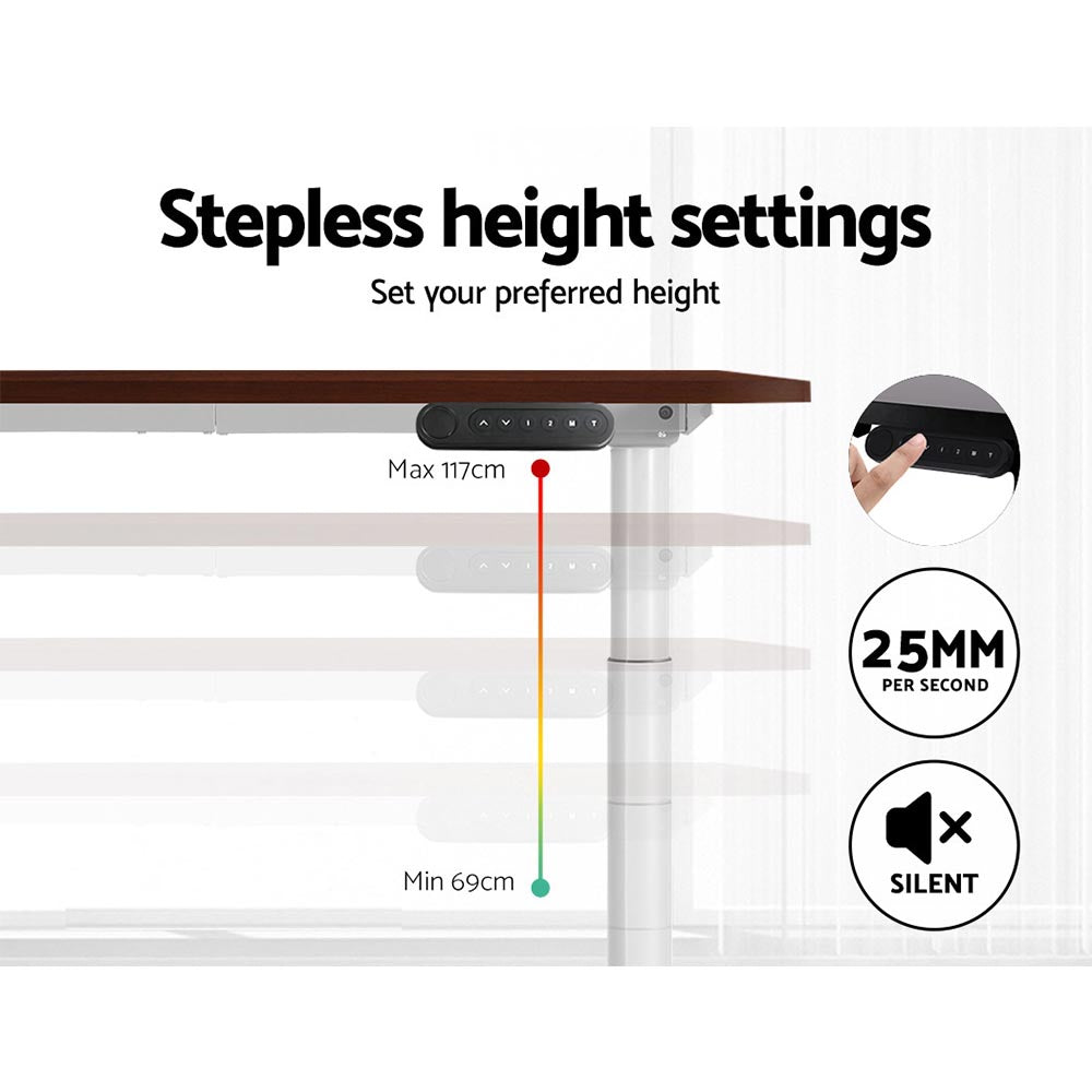 Electric Standing Desk (White/Walnut, 140cm)