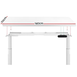 Electric Standing Desk Height Adjustable Sit Stand Desk | White | 140cm