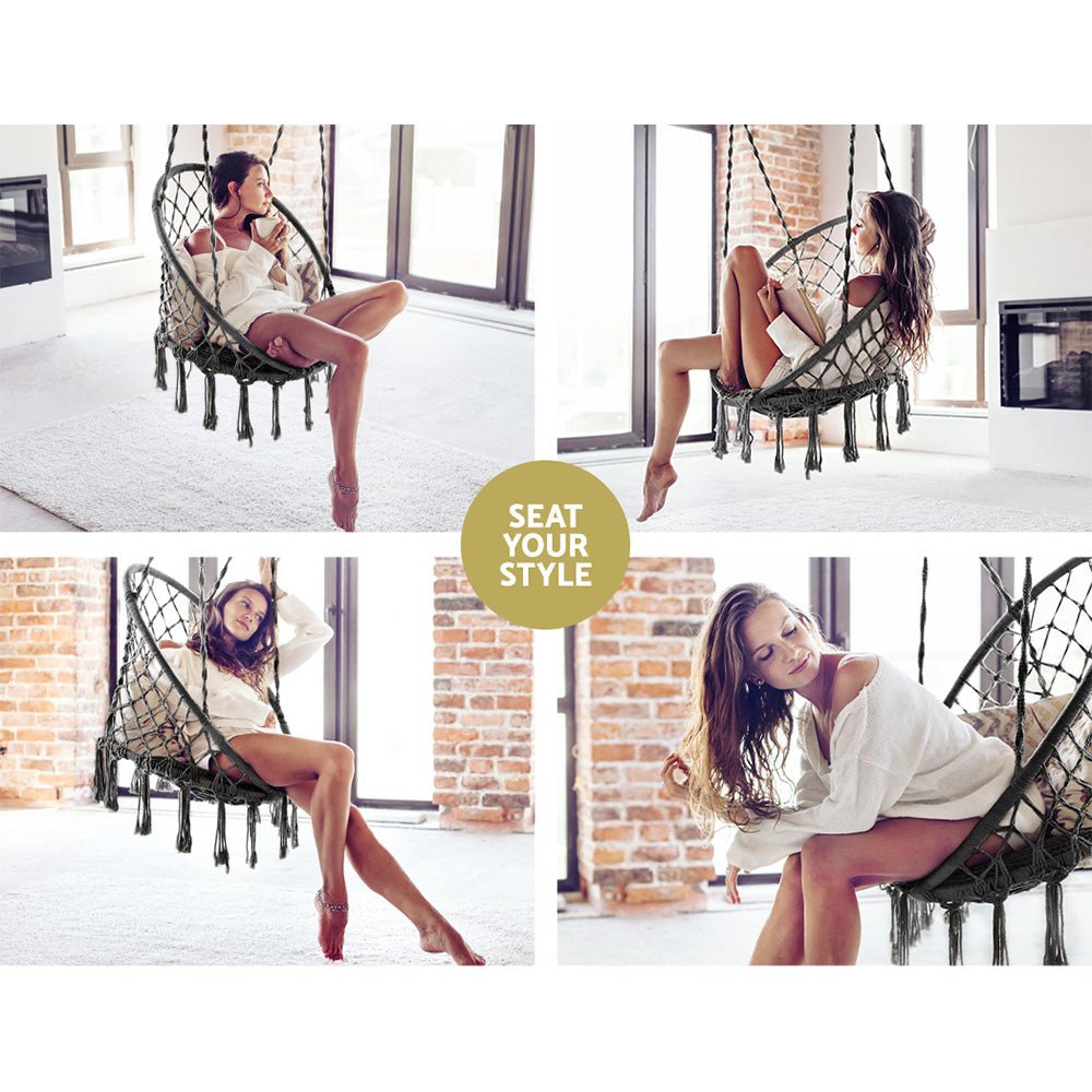 Hippie Styled Grey Hammock Swing Chair