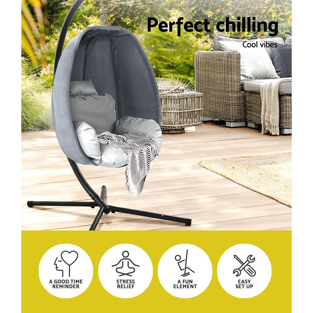 Patio Hanging Egg Hammock Pod With Stand