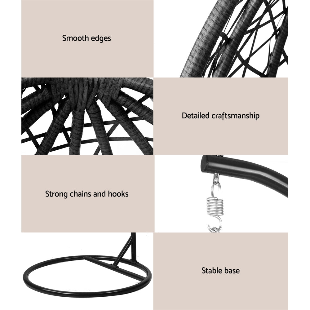 Black Outdoor Hanging Swing Chair - The Hippie House