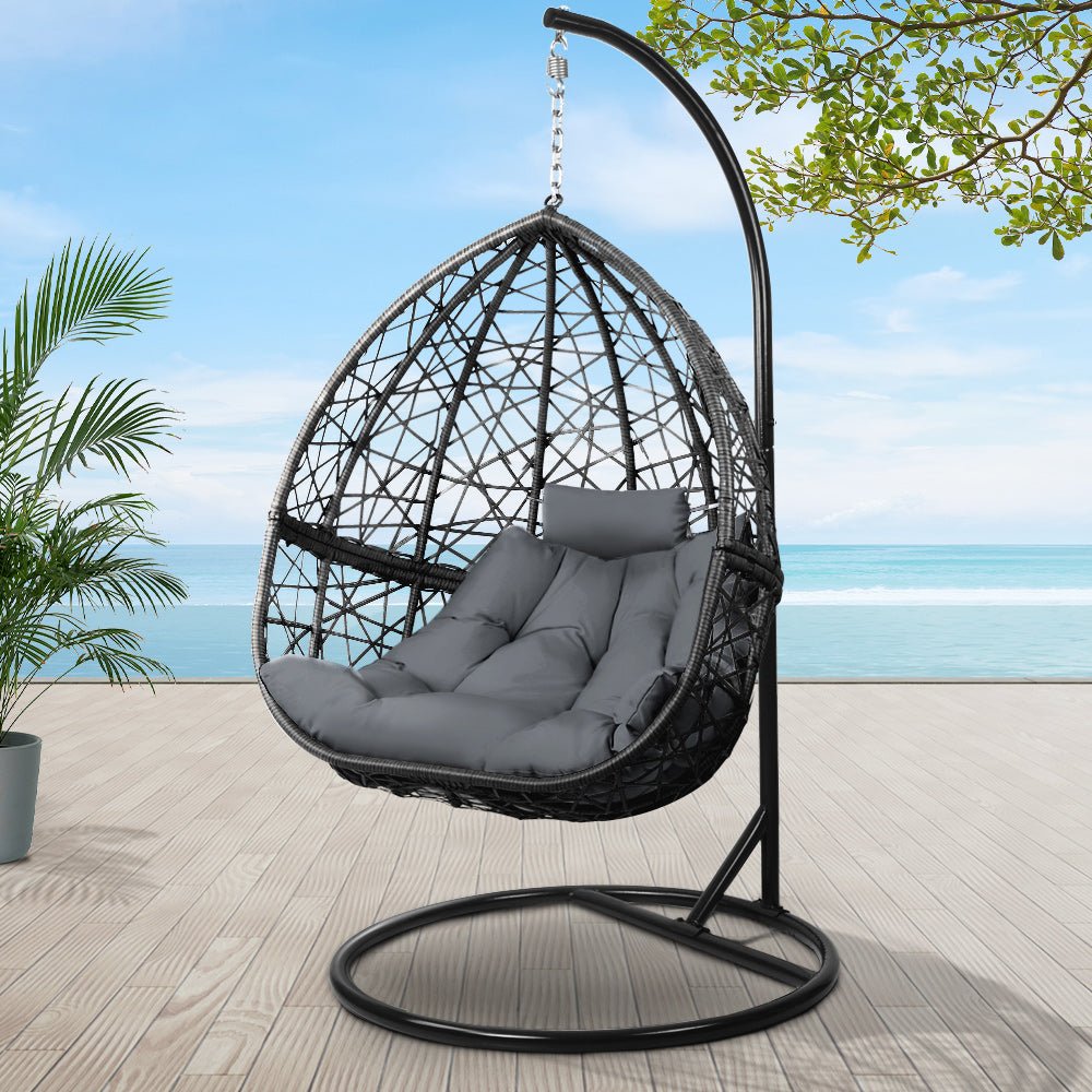 Black Outdoor Hanging Swing Chair - The Hippie House