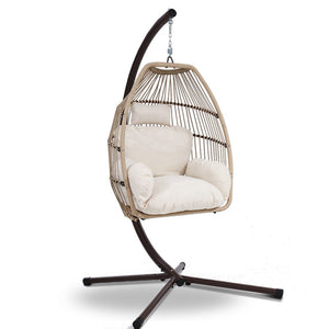 Egg Hanging Swing Chair With Wicker Cushions