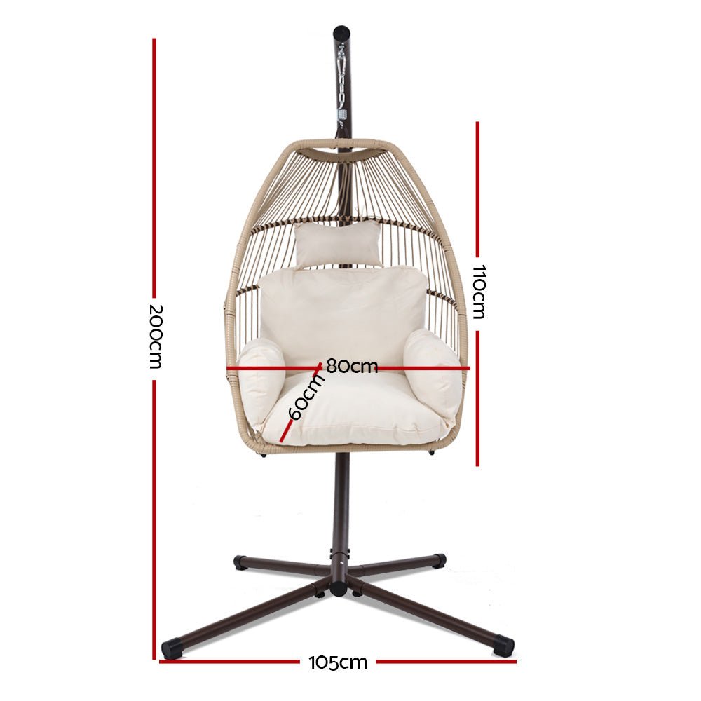 Egg Hanging Swing Chair With Wicker Cushions