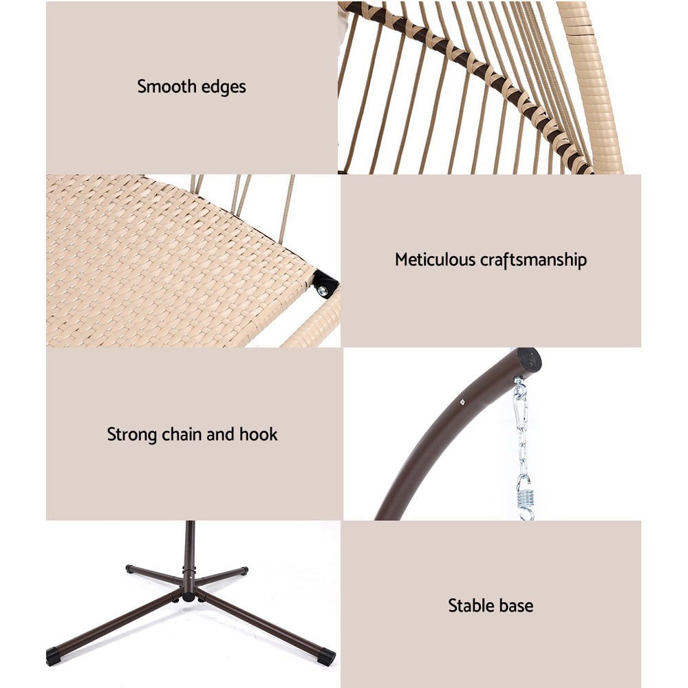 Egg Hanging Swing Chair With Wicker Cushions