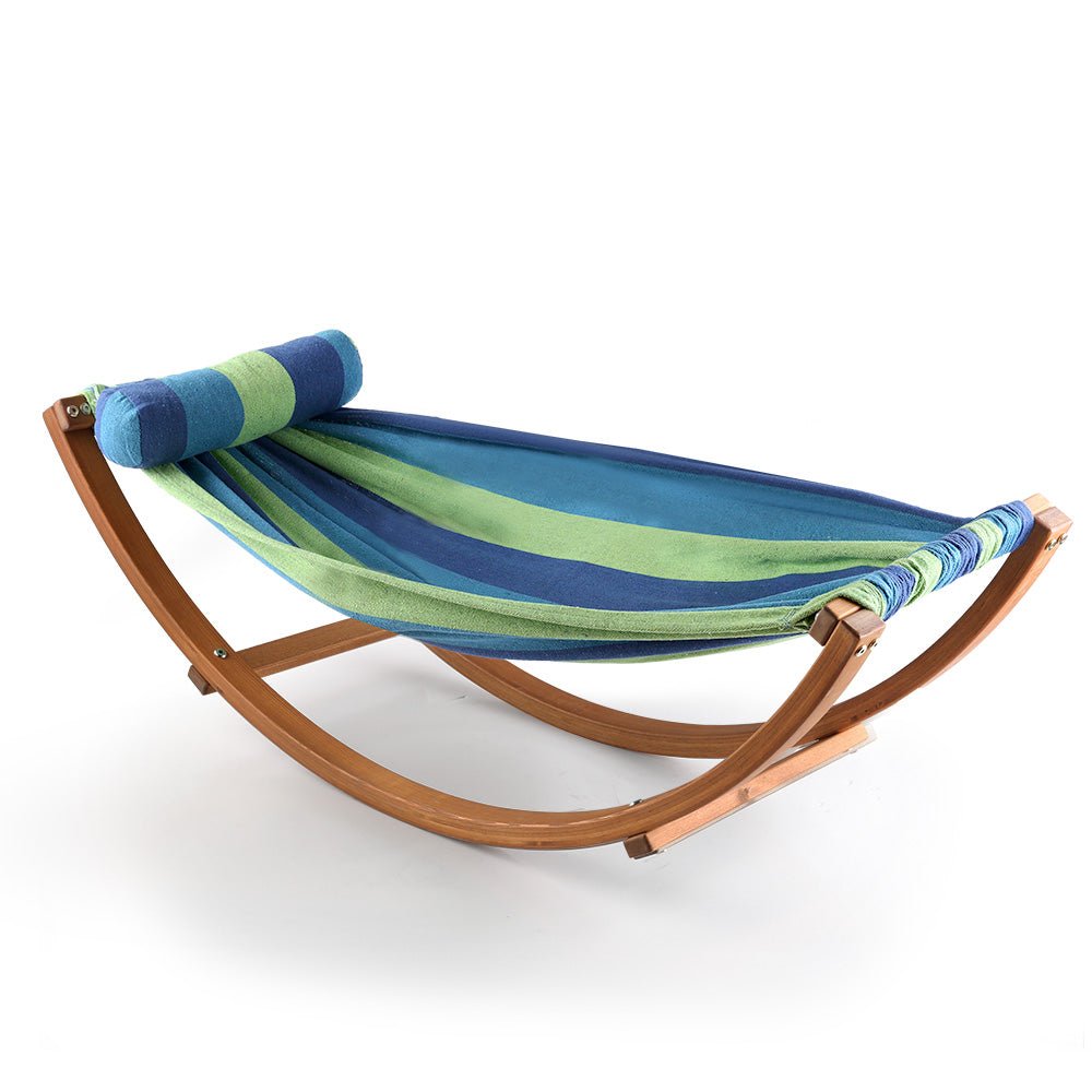 Small Blue Timber Hammock Swing