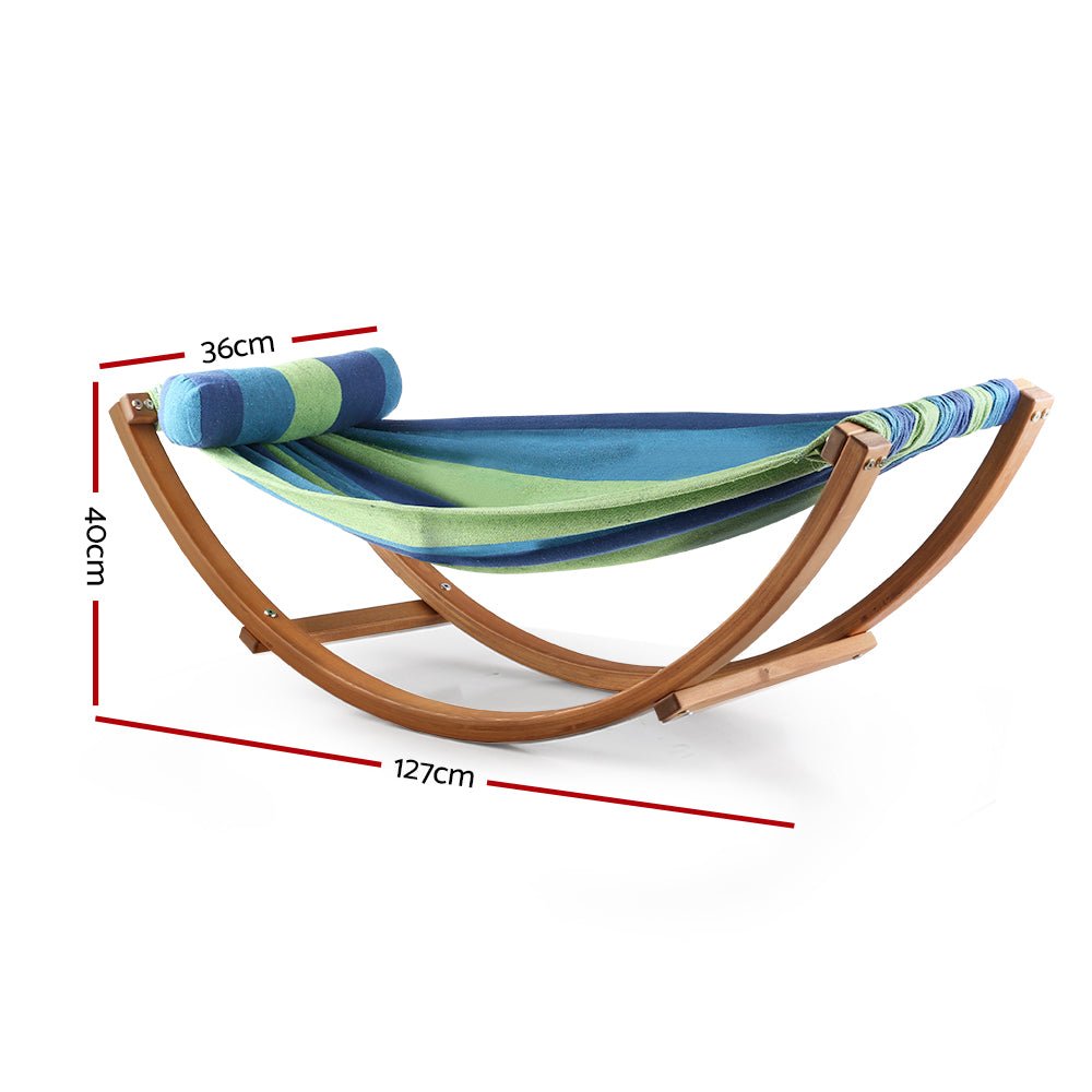 Small Blue Timber Hammock Swing
