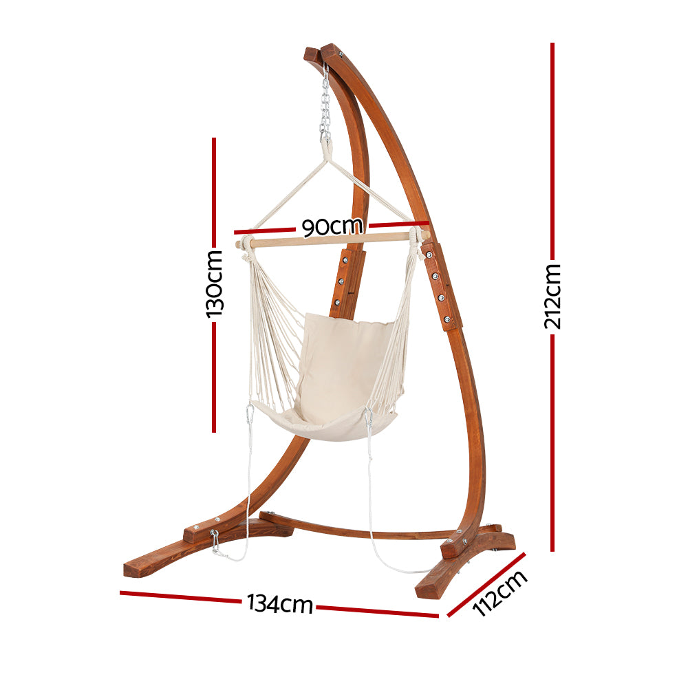 Gardeon Wooden Hammock Chair with Stand | Outdoor Lounger for Camping and Patio