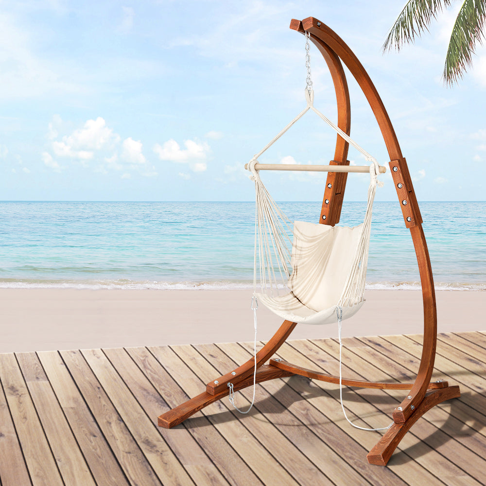 Gardeon Wooden Hammock Chair with Stand Outdoor Lounger for