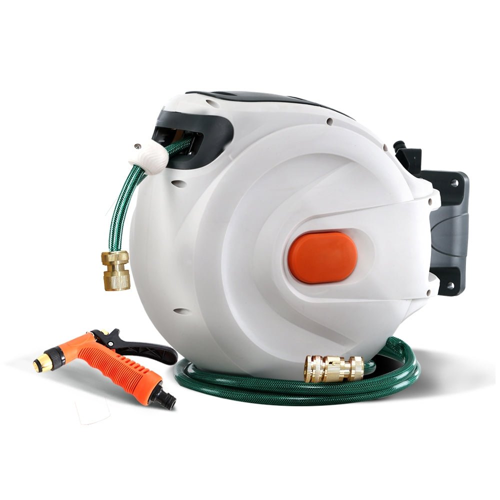 30M Retractable Hose Reel Garden Water Brass Auto Rewind Spray Gun - The  Hippie House