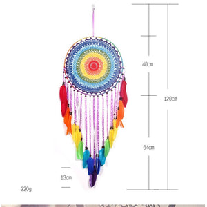 Large Hippie Rainbow Coloured Dream Catcher | 120cm