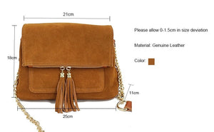Genuine Leather Fringed Shoulder Bag - Premium Quality
