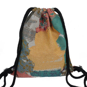 Vintage Gypsy Styled Fabric Draw String Backpack - Various Designs