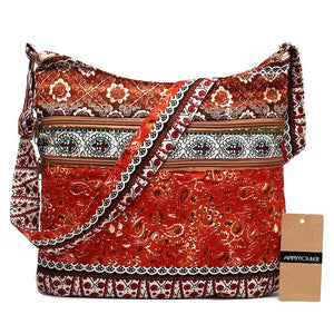 Bright Boho Hippie Styled Crossbody Bags With Double Zippers - Various Colours