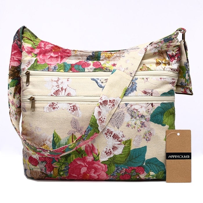 Bright Boho Hippie Styled Crossbody Bags With Double Zippers - Various Colours