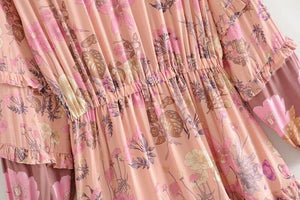 Elegant Hippie Styled Bohemian Summer Dress | S-L | Yellow & Pink