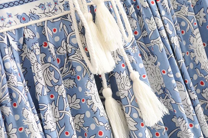 Women's Vintage Styled Long Sleeve Beach Bohemian Dress | S-L