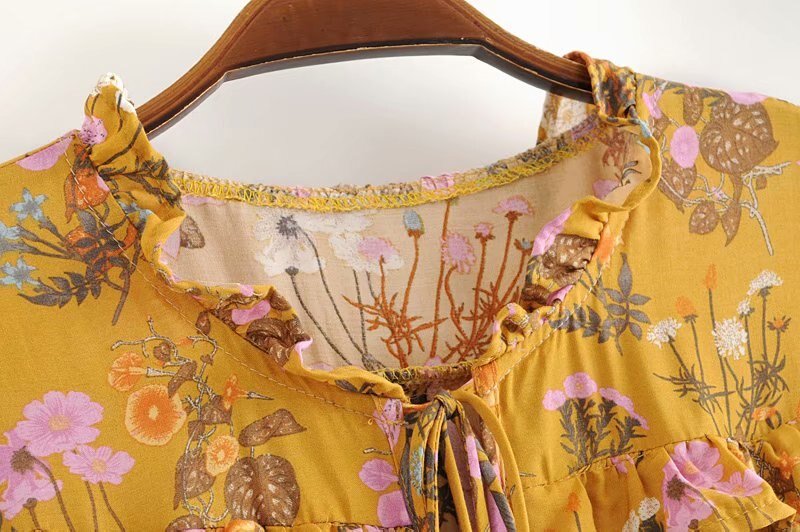 Elegant Hippie Styled Bohemian Summer Dress | S-L | Yellow & Pink