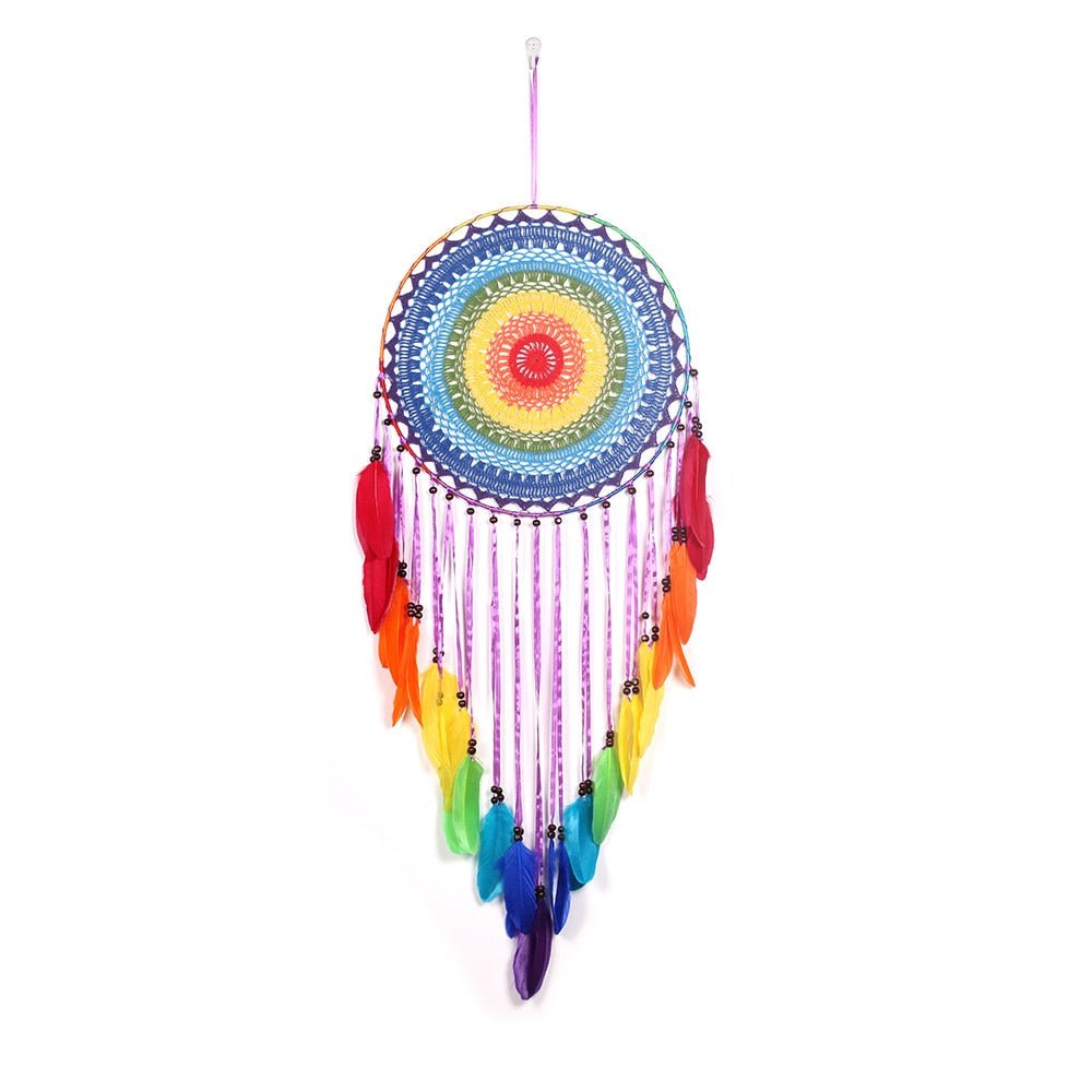 Large Hippie Rainbow Coloured Dream Catcher | 120cm