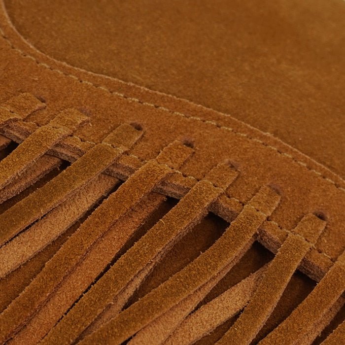 Gypsy Styled Genuine Leather Suede Fringed Crossbody Bag