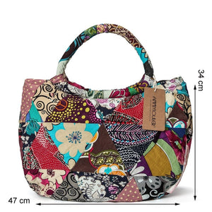 Vintage Floral Hippie Tote Bag With Stylish Patchwork Design