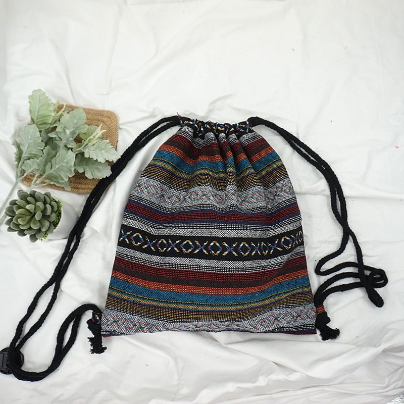 Women's Fabric Draw String Gypsy Styled Backpack - Various Styles