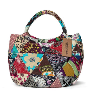 Vintage Floral Hippie Tote Bag With Stylish Patchwork Design