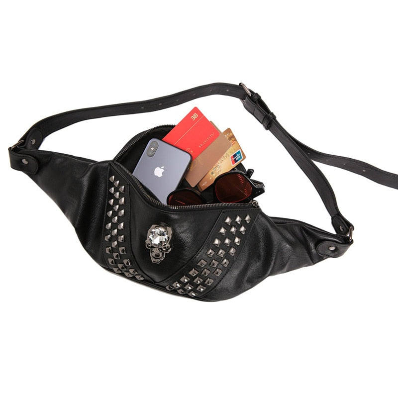 Men's Black Skull Bum Bag