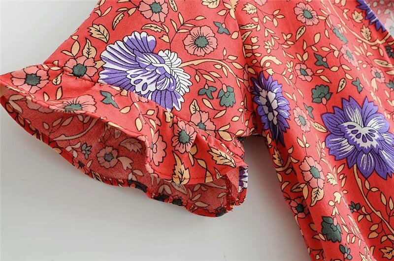 Vintage Women's V-neck Bohemian Kimono Top | S-L | 2 Colours