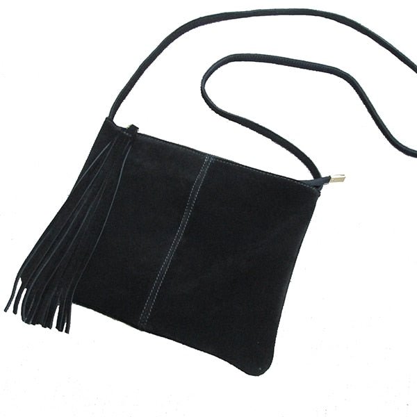 Small Suede Leather Fringed Shoulder Envelope Bag