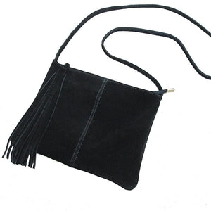 Small Suede Leather Fringed Shoulder Envelope Bag