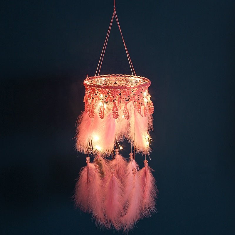 Beautiful Pink Dream Catcher Lantern With Lights