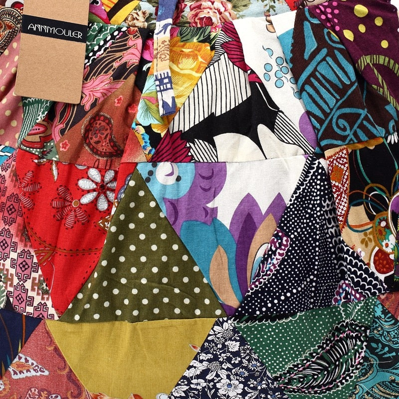 Large Cotton Patchwork Adjustable Shoulder Bag